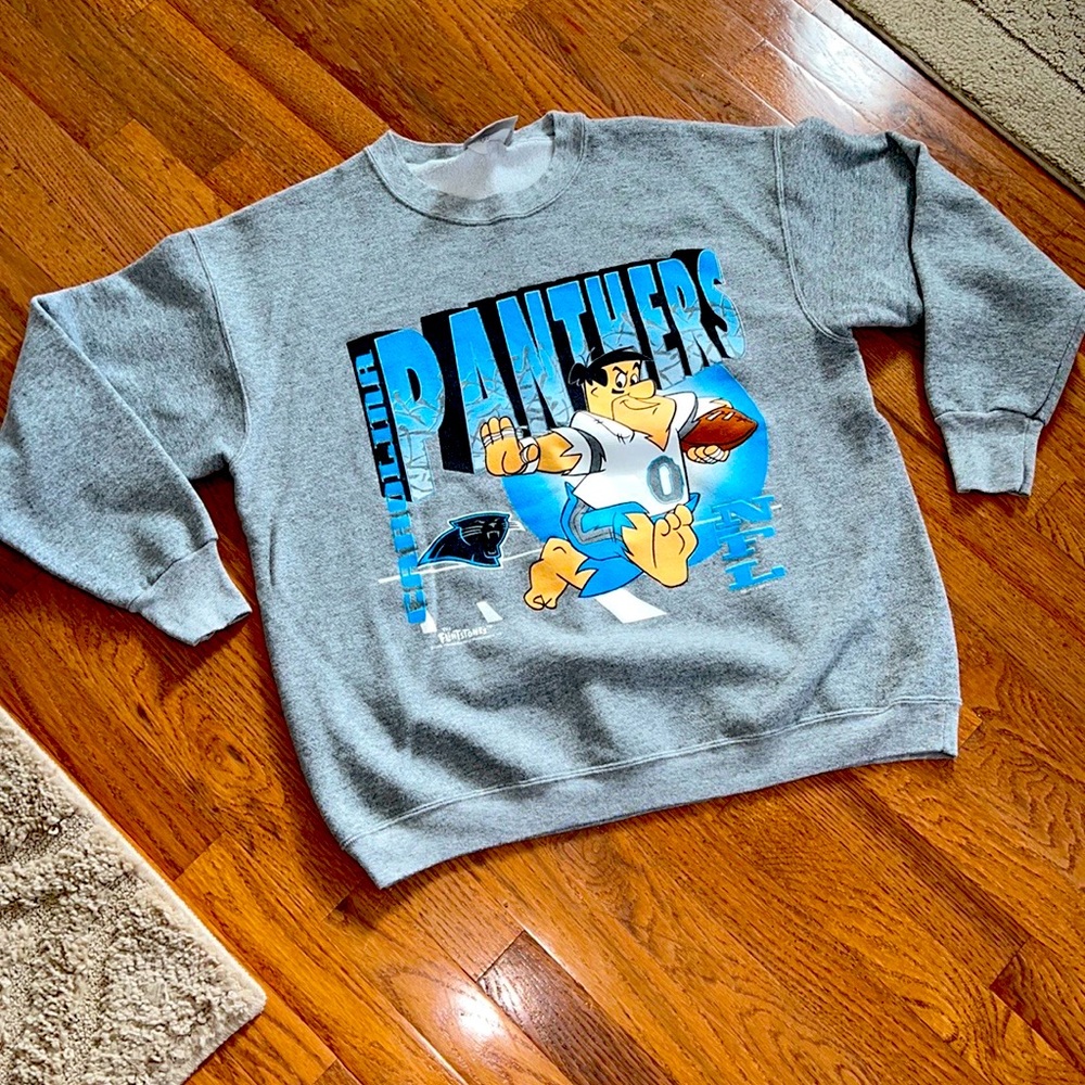 Vintage Flintstones Carolina Panthers CrewNeck